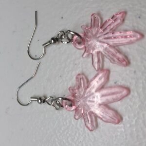 Cool Pink Leaf Earrings 174